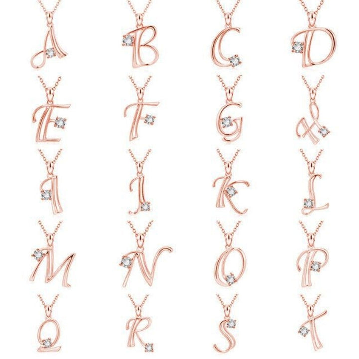 Women Cubic Zirconia Inlaid English Letters Pendant Chain Necklace Jewelry Gift Image 1