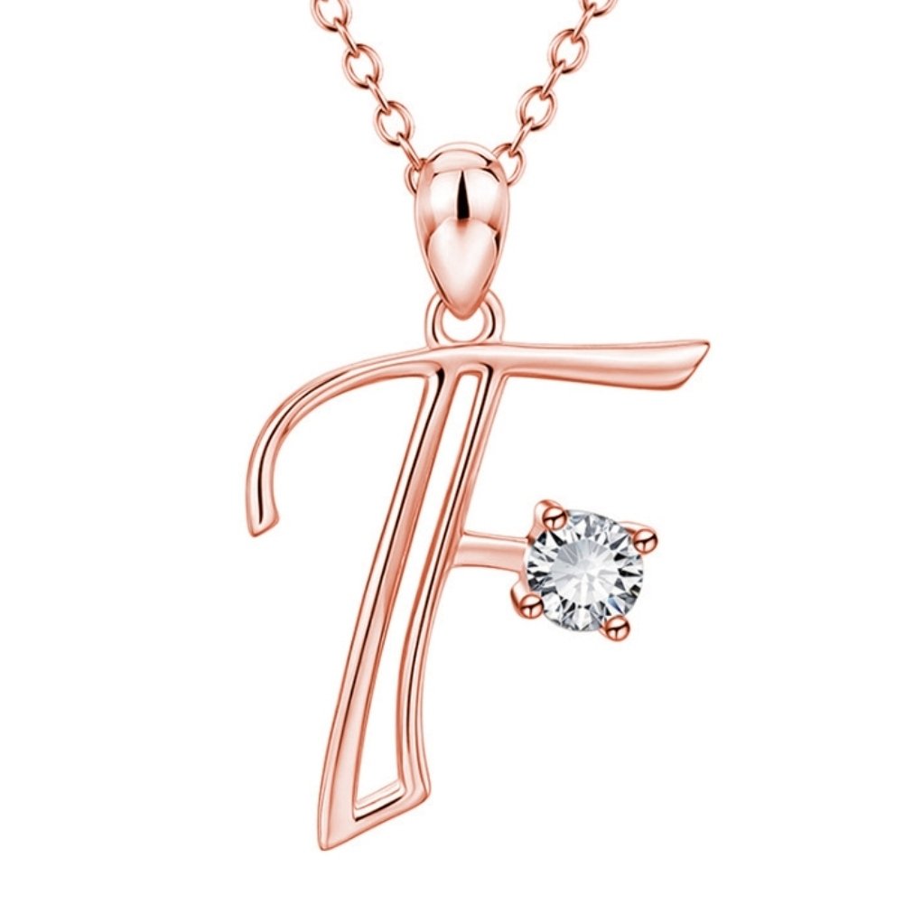 Women Cubic Zirconia Inlaid English Letters Pendant Chain Necklace Jewelry Gift Image 4