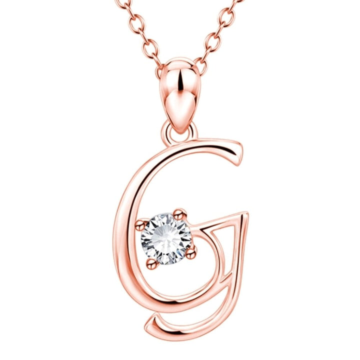 Women Cubic Zirconia Inlaid English Letters Pendant Chain Necklace Jewelry Gift Image 4