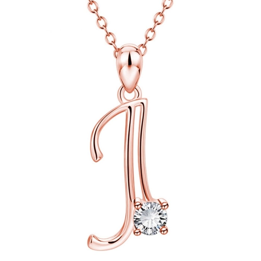 Women Cubic Zirconia Inlaid English Letters Pendant Chain Necklace Jewelry Gift Image 7