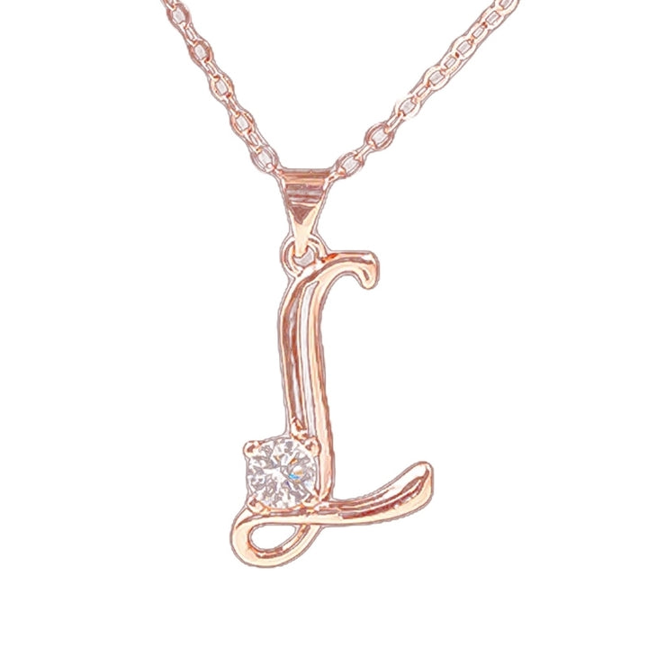 Women Cubic Zirconia Inlaid English Letters Pendant Chain Necklace Jewelry Gift Image 9