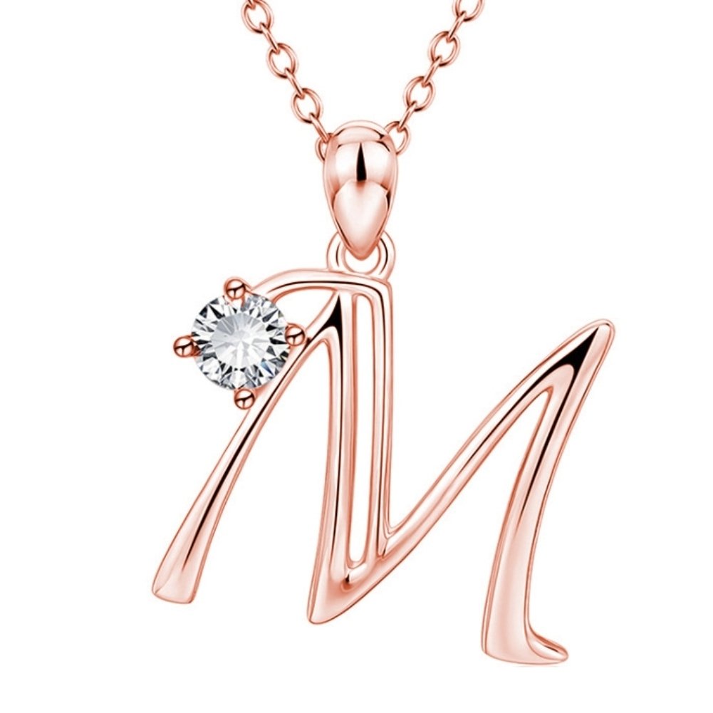 Women Cubic Zirconia Inlaid English Letters Pendant Chain Necklace Jewelry Gift Image 10