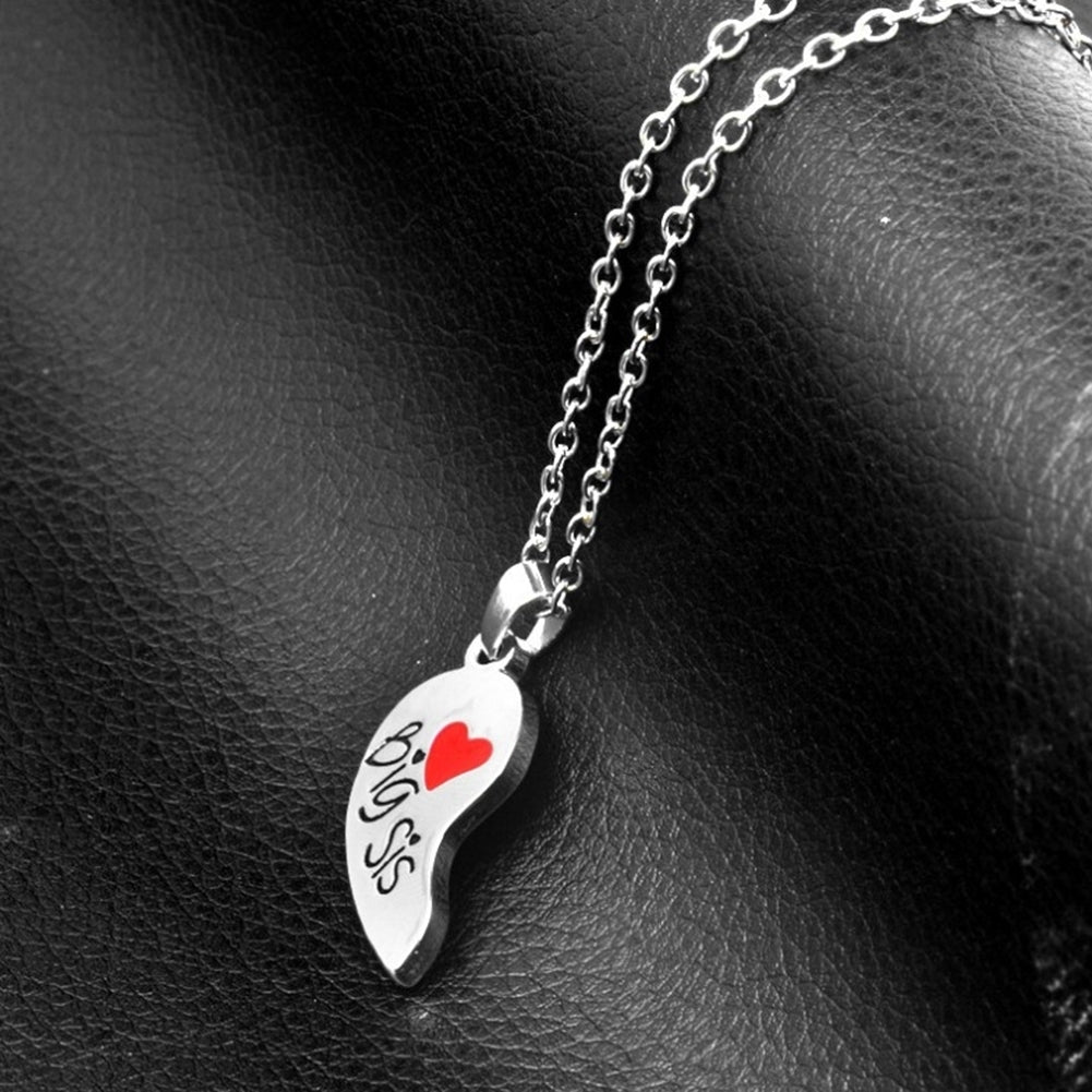 2Pcs Women Letters Broken Heart Pendant Matching Chain Necklaces Jewelry Image 7