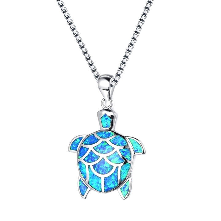 Fashion Women Faux Opal Tortoise Turtle Dangle Chain Necklace Party Jewelry Image 3