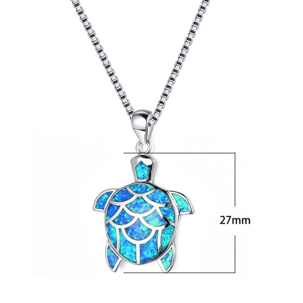 Fashion Women Faux Opal Tortoise Turtle Dangle Chain Necklace Party Jewelry Image 4