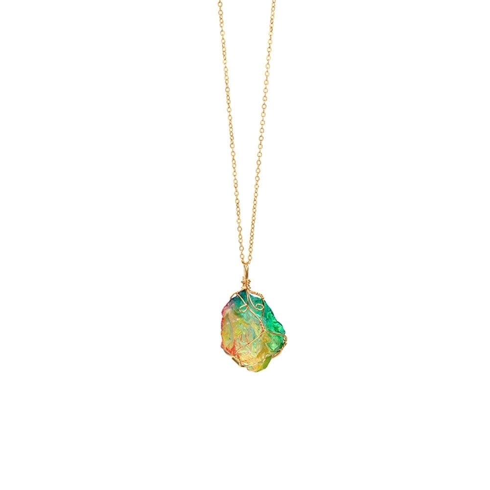 Rainbow Color Natural Stone Rock Pendant Necklace Chain Women Party Jewelry Gift Image 9