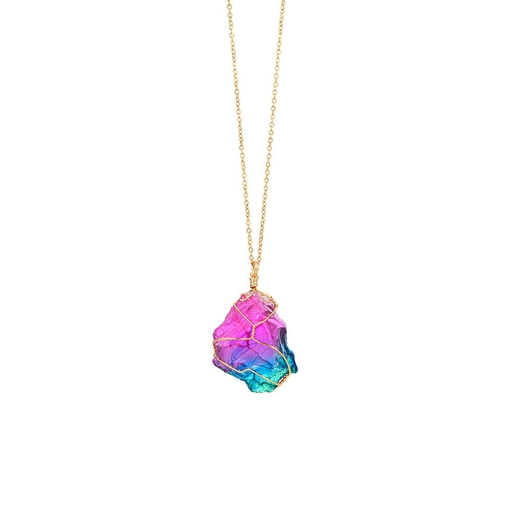 Rainbow Color Natural Stone Rock Pendant Necklace Chain Women Party Jewelry Gift Image 11