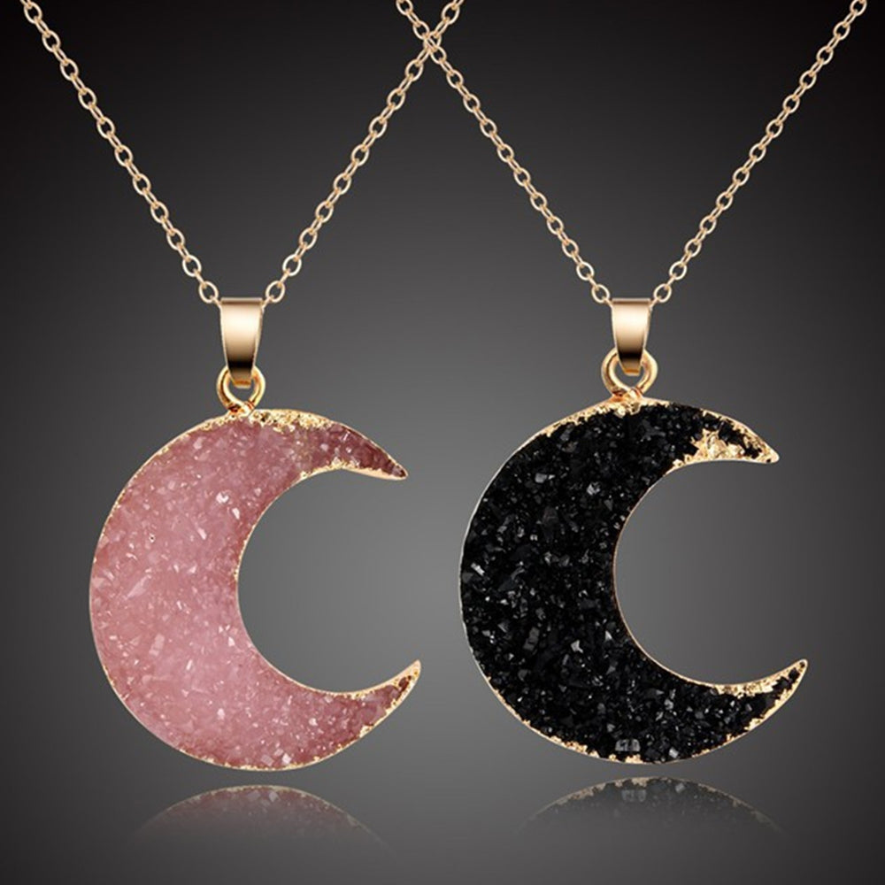 Fashion Women Resin Crescent Moon Pendant Clavicle Chain Necklace Jewelry Gift Image 2