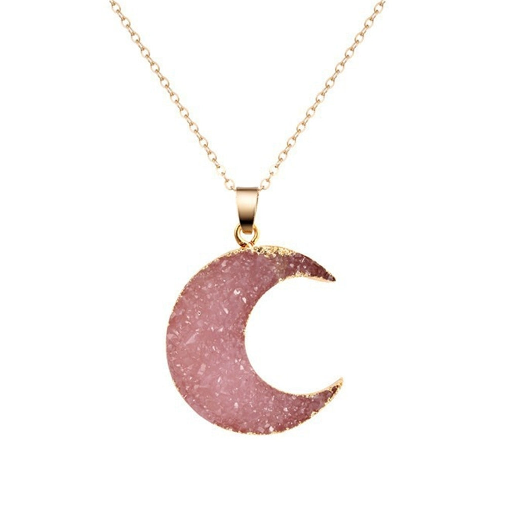 Fashion Women Resin Crescent Moon Pendant Clavicle Chain Necklace Jewelry Gift Image 4