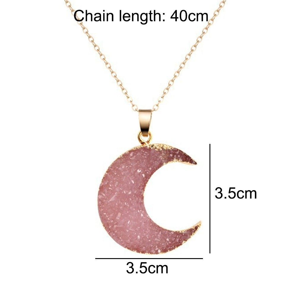 Fashion Women Resin Crescent Moon Pendant Clavicle Chain Necklace Jewelry Gift Image 4