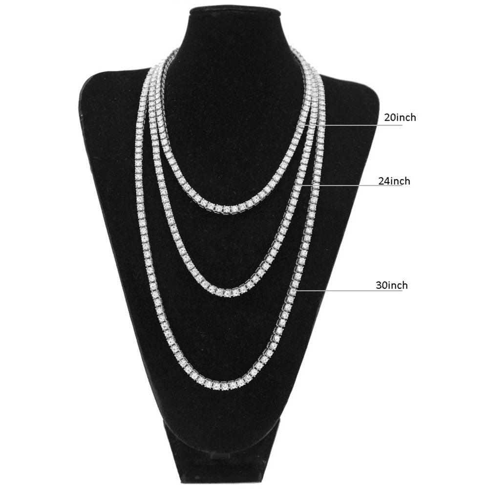 Men Full Cubic Zirconia Inlaid Long Chain Necklace Hip Hop Party Jewelry Gift Image 11