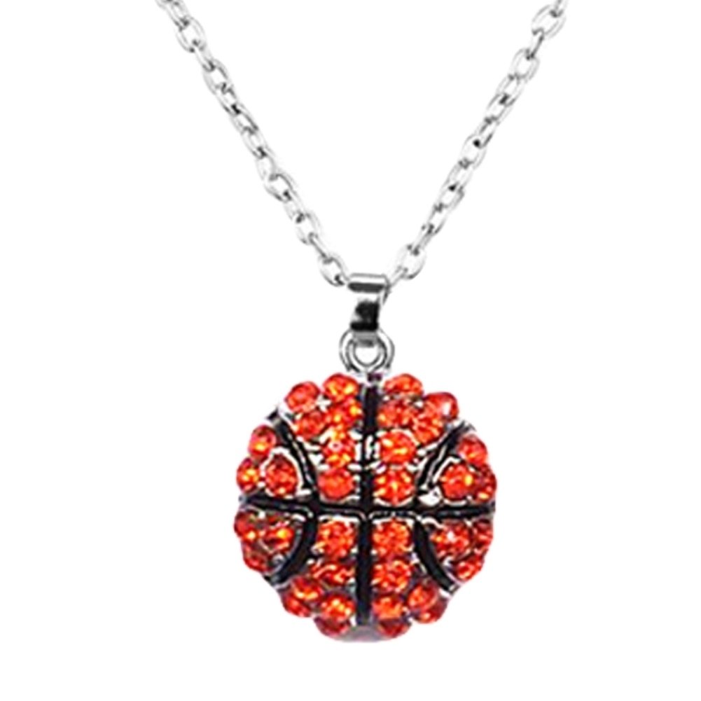 Unisex Rhinestone Basketball Rugby Soccer Pendant Chain Necklace Jewelry Gift Image 2