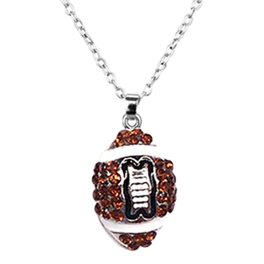 Unisex Rhinestone Basketball Rugby Soccer Pendant Chain Necklace Jewelry Gift Image 4