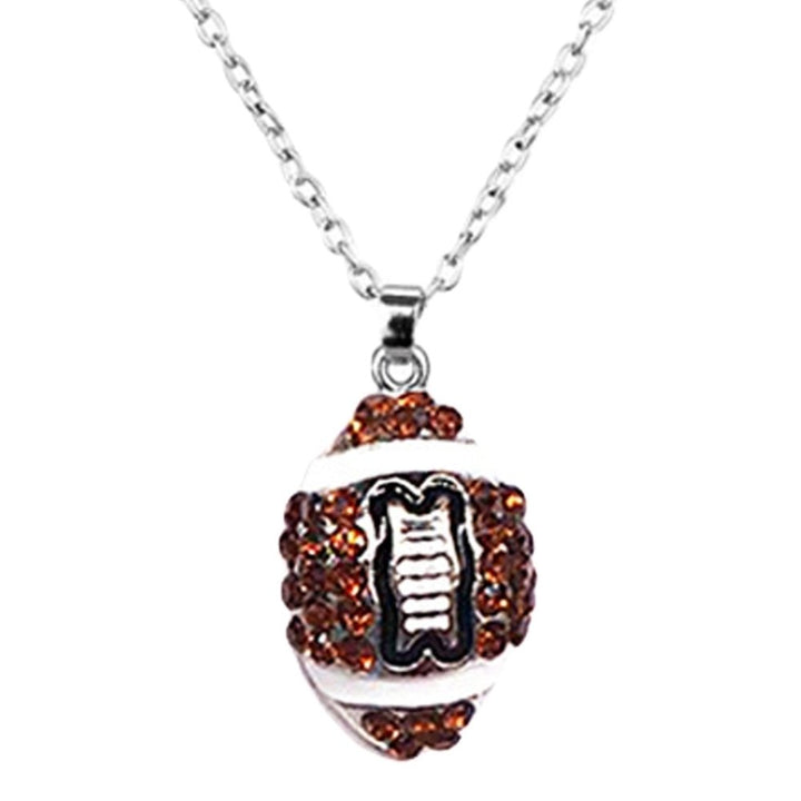 Unisex Rhinestone Basketball Rugby Soccer Pendant Chain Necklace Jewelry Gift Image 1