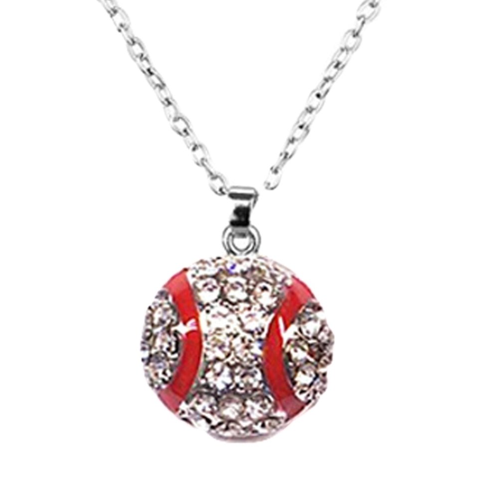 Unisex Rhinestone Basketball Rugby Soccer Pendant Chain Necklace Jewelry Gift Image 4