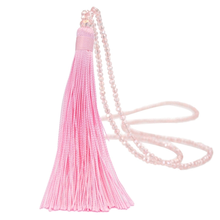 Fashion Women Tassel Pendant Faux Crystal Beaded Long Necklace Jewelry Gift Image 7