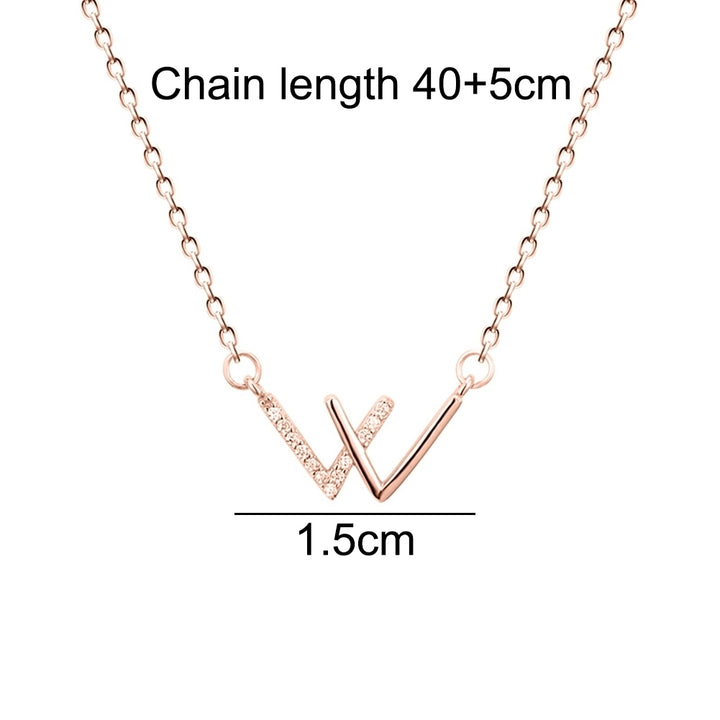 Women Rhinestone Double V Pendant Silver Plated Chain Necklace Jewelry Gift Image 9