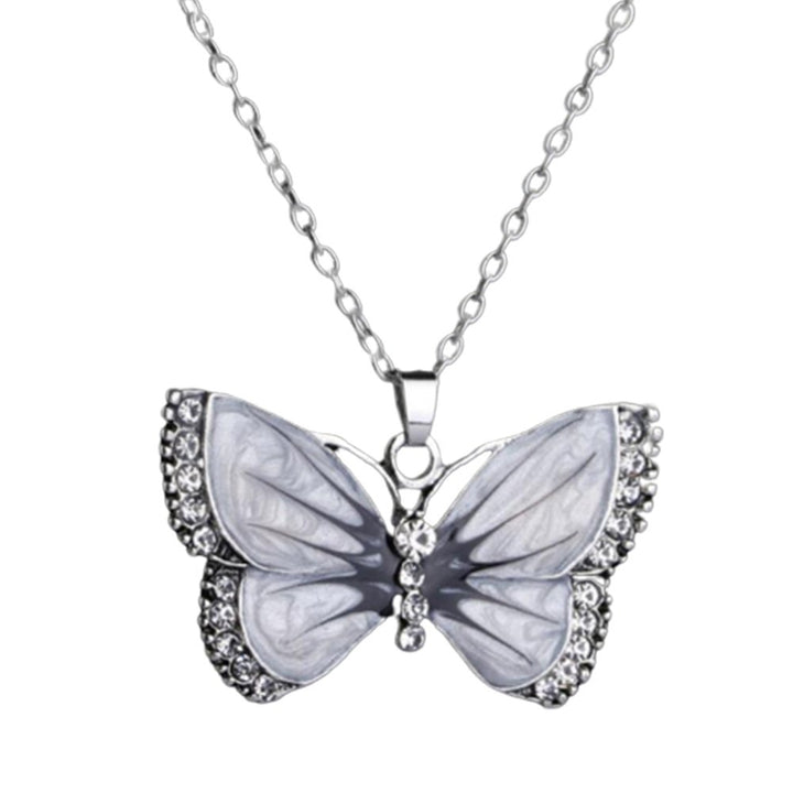 Retro Women Rhinestone Inlaid Butterfly Pendant Chain Necklace Jewelry Gift Image 2