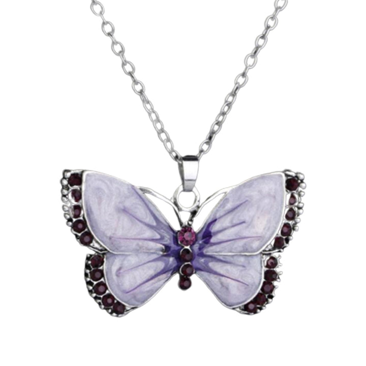 Retro Women Rhinestone Inlaid Butterfly Pendant Chain Necklace Jewelry Gift Image 4