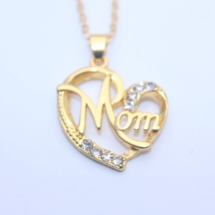 Fashion Rhinestone Mom Letter Love Heart Pendant Necklace Jewelry Birthday Gift Image 3