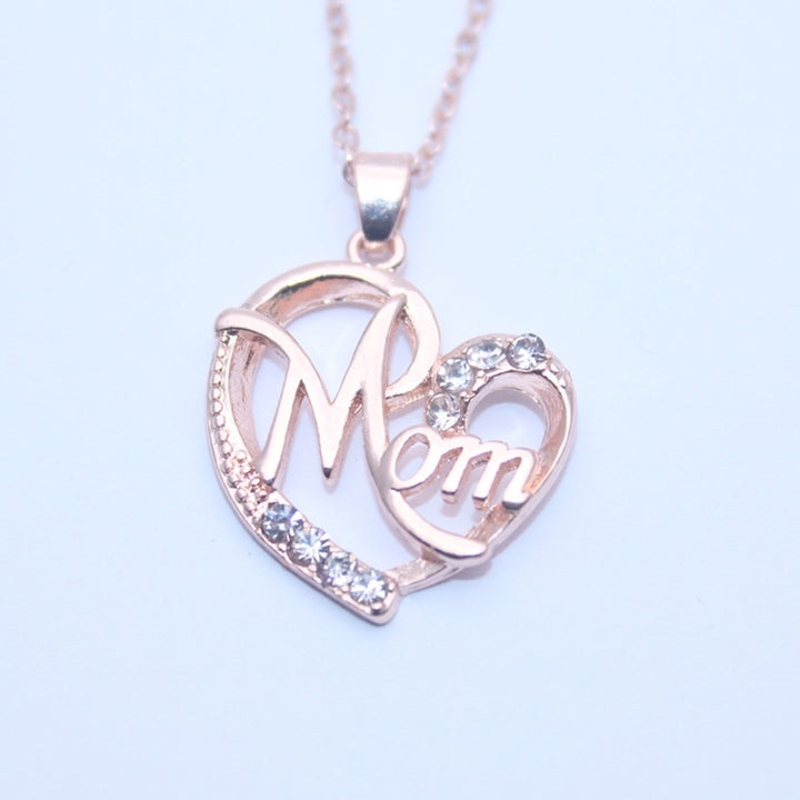 Fashion Rhinestone Mom Letter Love Heart Pendant Necklace Jewelry Birthday Gift Image 4