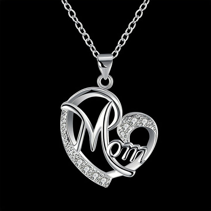 Fashion Rhinestone Mom Letter Love Heart Pendant Necklace Jewelry Birthday Gift Image 6