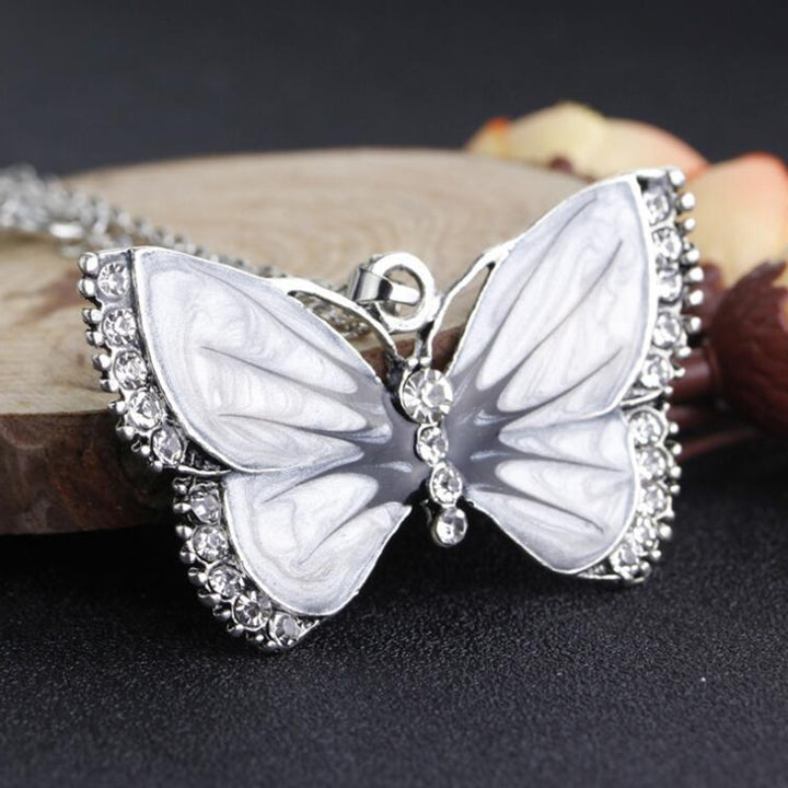 Retro Women Rhinestone Inlaid Butterfly Pendant Chain Necklace Jewelry Gift Image 10