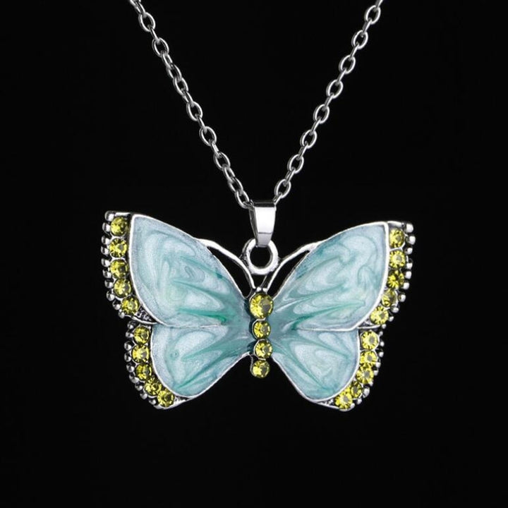 Retro Women Rhinestone Inlaid Butterfly Pendant Chain Necklace Jewelry Gift Image 11