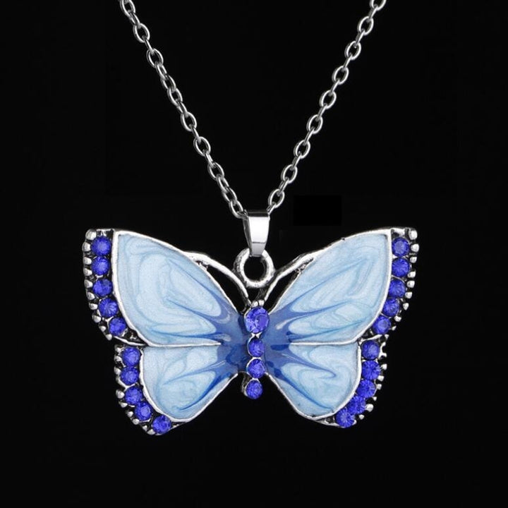 Retro Women Rhinestone Inlaid Butterfly Pendant Chain Necklace Jewelry Gift Image 12