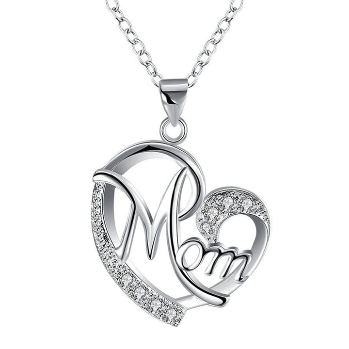 Fashion Rhinestone Mom Letter Love Heart Pendant Necklace Jewelry Birthday Gift Image 10