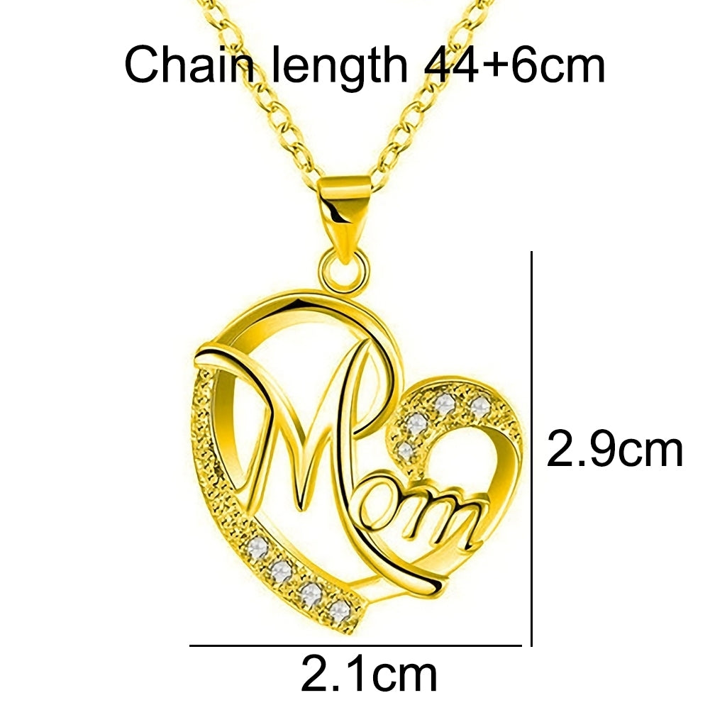 Fashion Rhinestone Mom Letter Love Heart Pendant Necklace Jewelry Birthday Gift Image 12