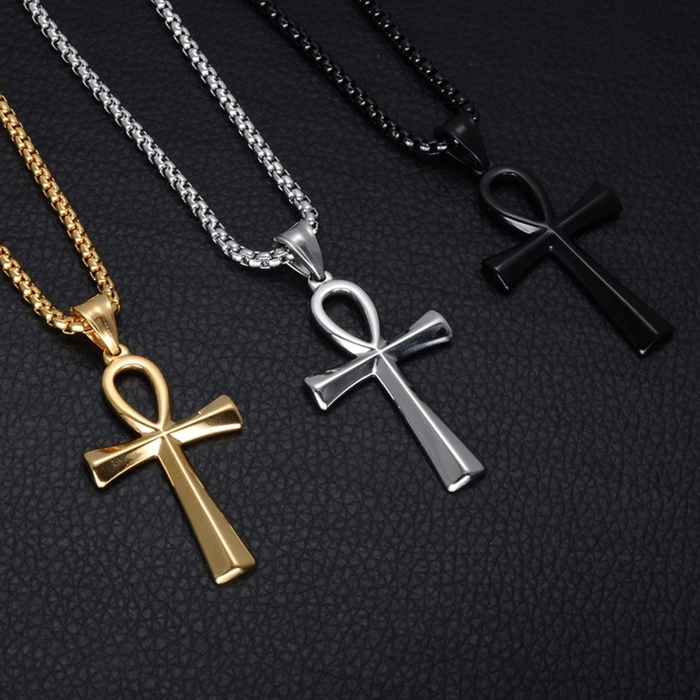 Fashion Men Cross Pendant Long Chain Necklace Party Club Jewelry Birthday Gift Image 1