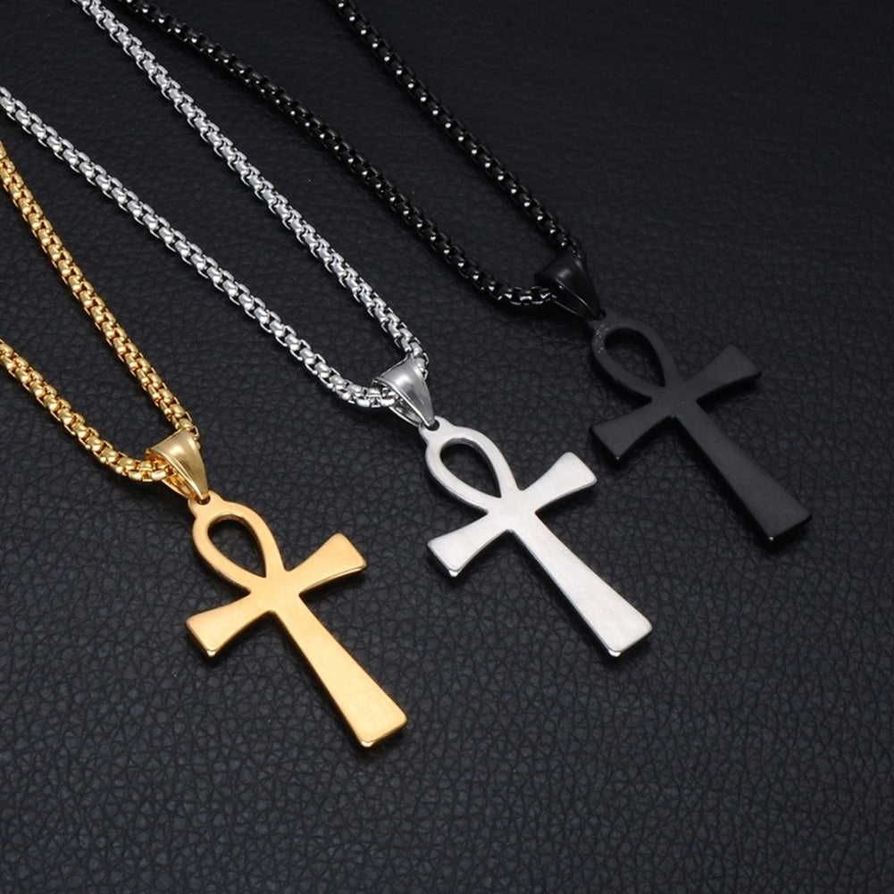 Fashion Men Cross Pendant Long Chain Necklace Party Club Jewelry Birthday Gift Image 2