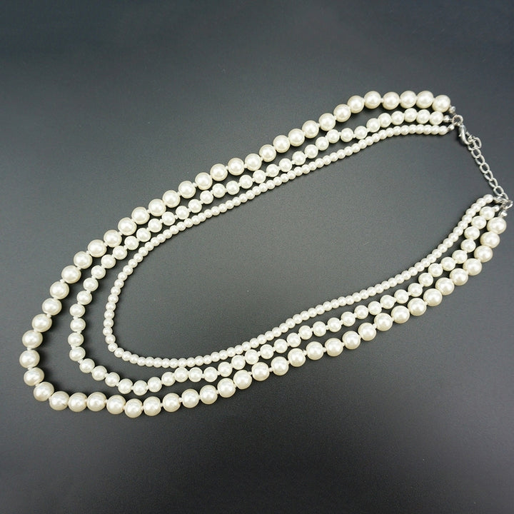 Fashion Women Faux Pearl Charm Beaded Multilayer Long Necklace Jewelry Gift Image 3