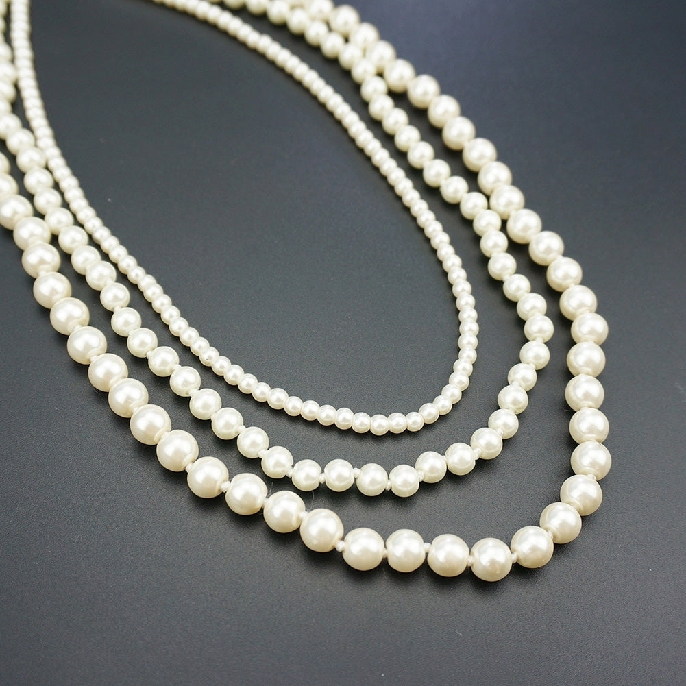 Fashion Women Faux Pearl Charm Beaded Multilayer Long Necklace Jewelry Gift Image 4