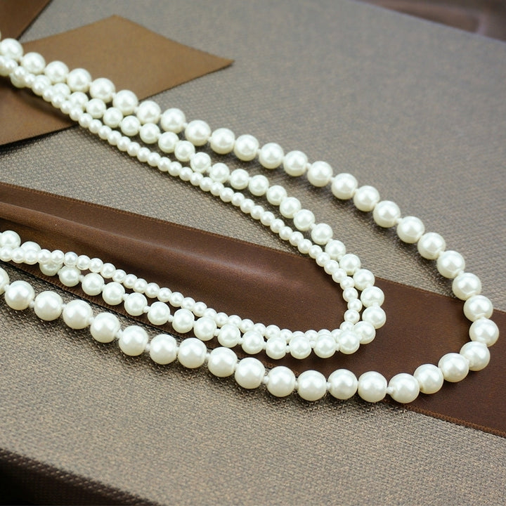 Fashion Women Faux Pearl Charm Beaded Multilayer Long Necklace Jewelry Gift Image 7