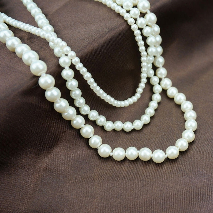 Fashion Women Faux Pearl Charm Beaded Multilayer Long Necklace Jewelry Gift Image 8