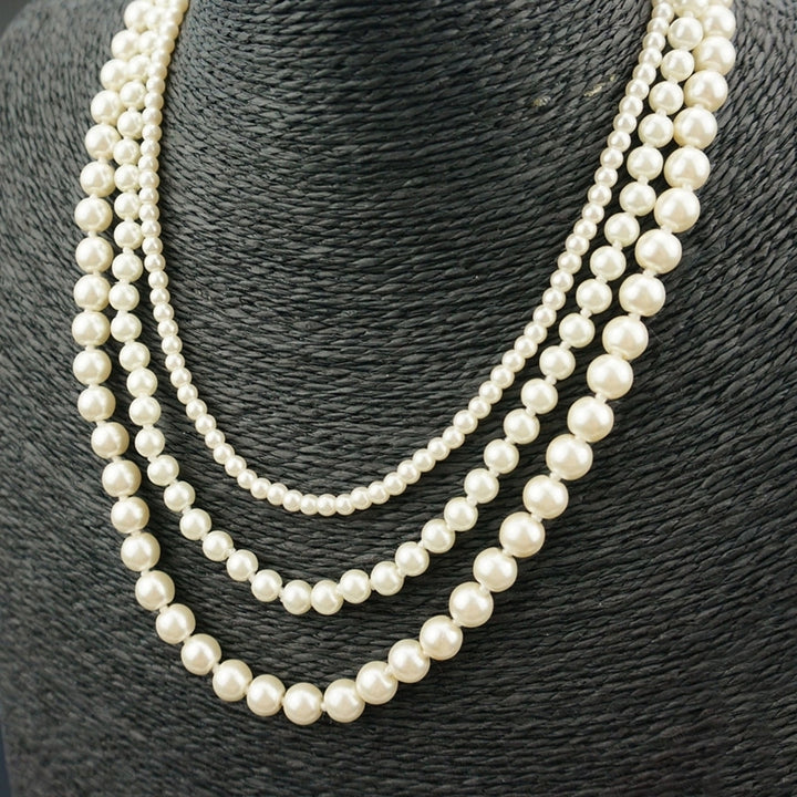 Fashion Women Faux Pearl Charm Beaded Multilayer Long Necklace Jewelry Gift Image 9