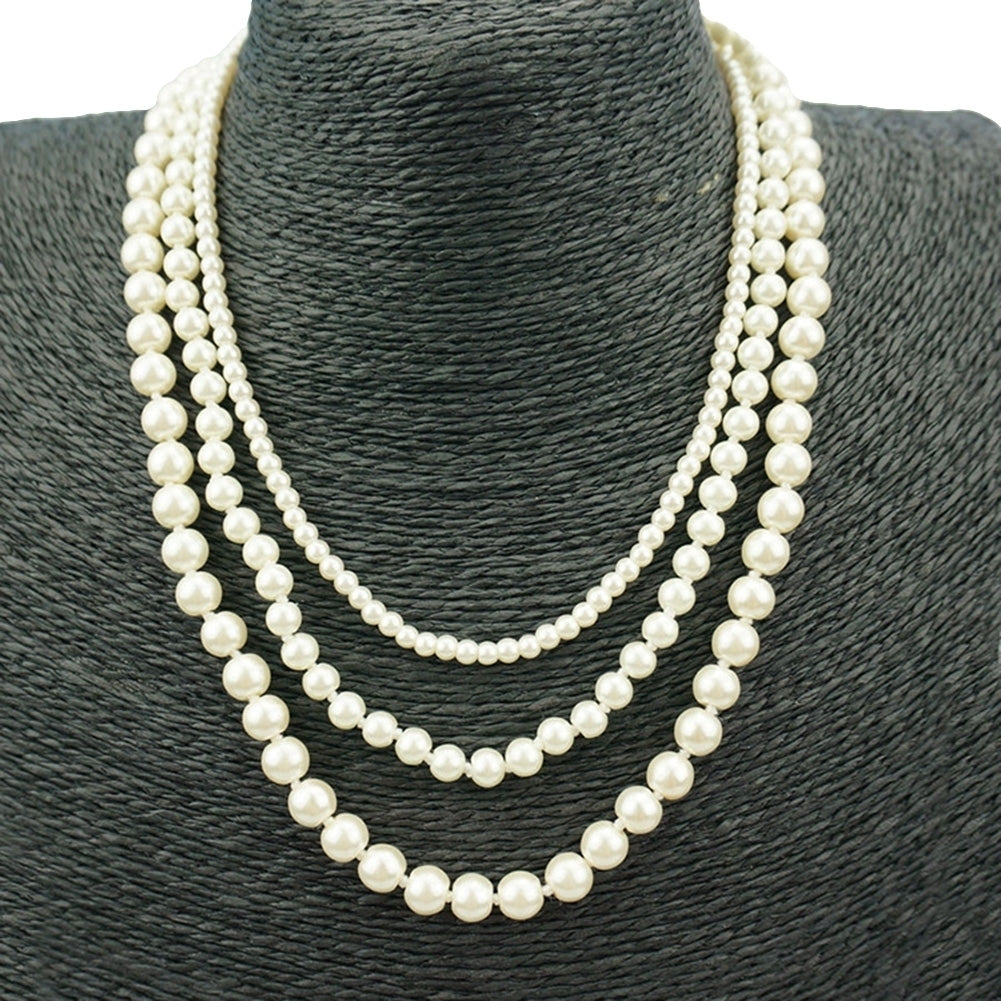 Fashion Women Faux Pearl Charm Beaded Multilayer Long Necklace Jewelry Gift Image 10