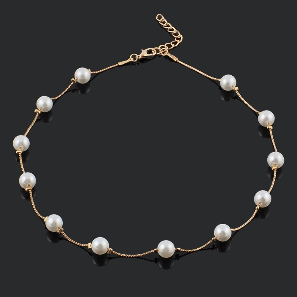 Elegant Women Faux Pearl Pendant One Layer Short Chain Necklace Jewelry Gift Image 4