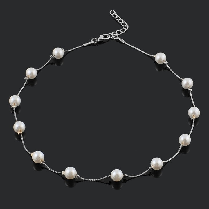 Elegant Women Faux Pearl Pendant One Layer Short Chain Necklace Jewelry Gift Image 4