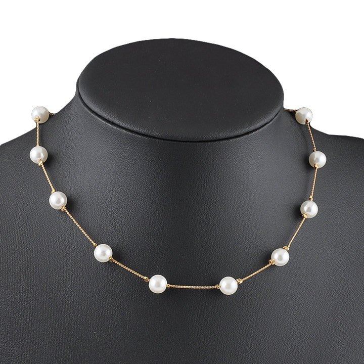 Elegant Women Faux Pearl Pendant One Layer Short Chain Necklace Jewelry Gift Image 6