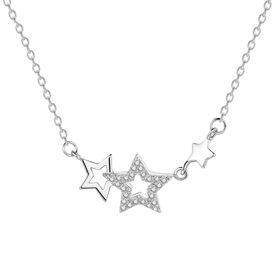 Women Rhinestone Five Pointed Star Pendant Clavicle Chain Necklace Jewelry Gift Image 1