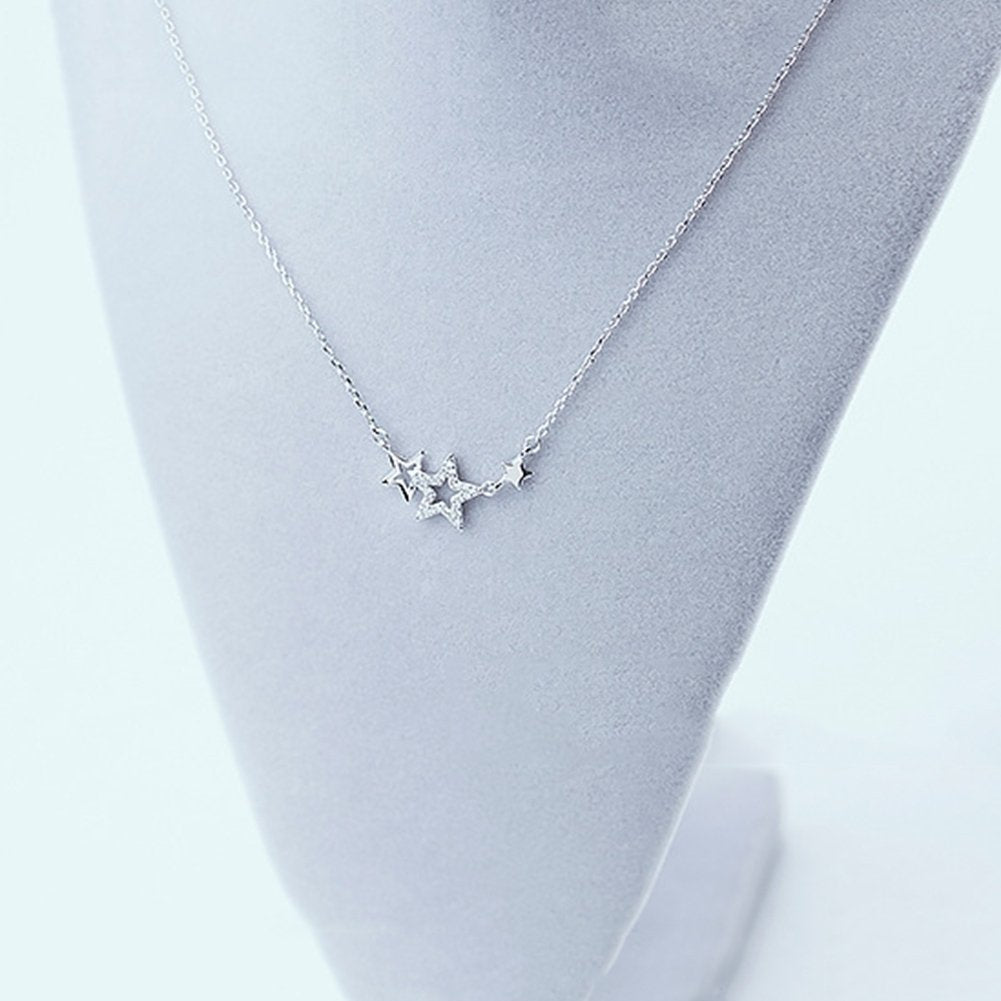 Women Rhinestone Five Pointed Star Pendant Clavicle Chain Necklace Jewelry Gift Image 4