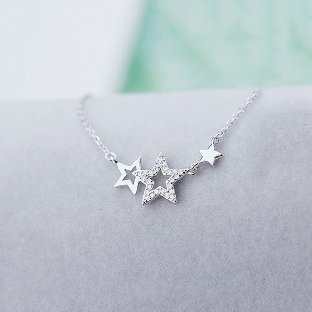 Women Rhinestone Five Pointed Star Pendant Clavicle Chain Necklace Jewelry Gift Image 6