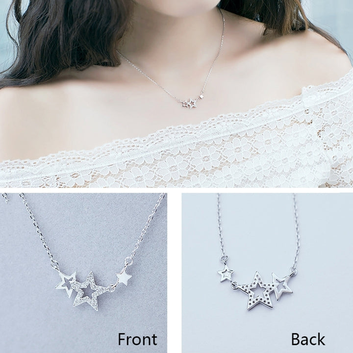 Women Rhinestone Five Pointed Star Pendant Clavicle Chain Necklace Jewelry Gift Image 9