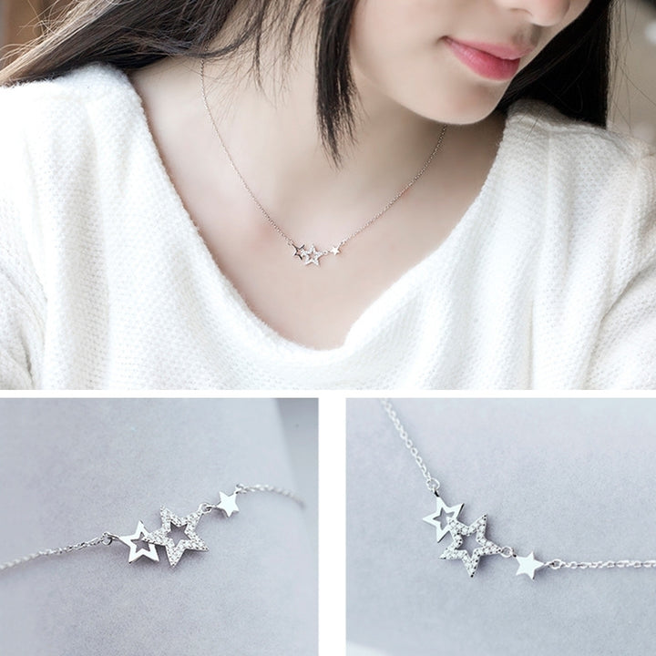 Women Rhinestone Five Pointed Star Pendant Clavicle Chain Necklace Jewelry Gift Image 10