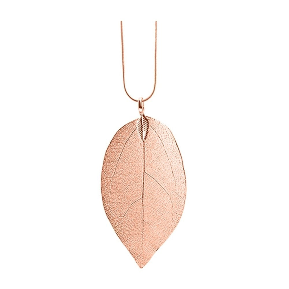 Women Hollow Leaf Pendant Long Chain Necklace Fashion Jewelry Accessory Gift Image 2