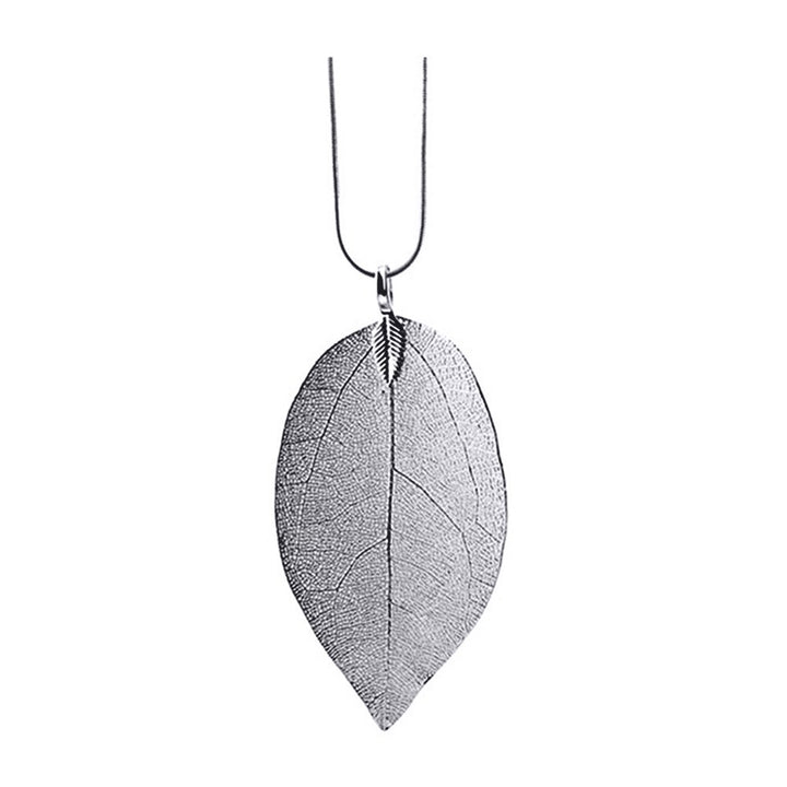 Women Hollow Leaf Pendant Long Chain Necklace Fashion Jewelry Accessory Gift Image 3