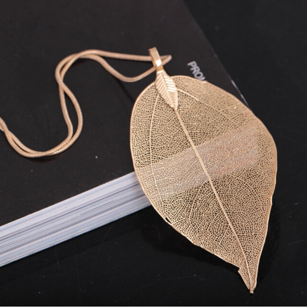 Women Hollow Leaf Pendant Long Chain Necklace Fashion Jewelry Accessory Gift Image 8